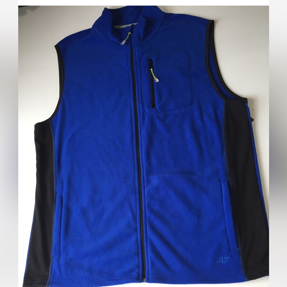 mens micro fleece vest blue/black polyester